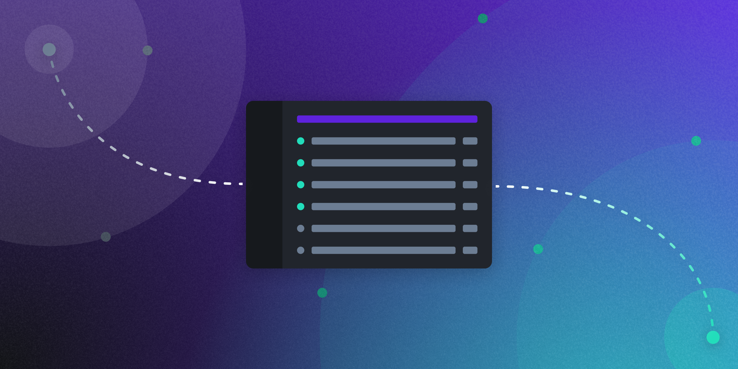 Illustration of abstract admin panel connecting two points on a gradient background.